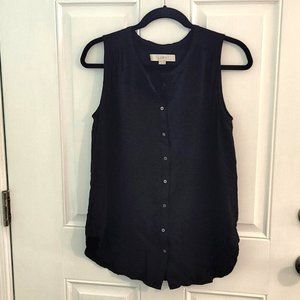 Loft Button Up Sleeveless Blouse